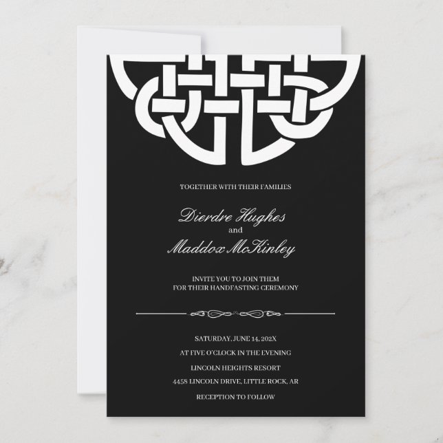 Invitation Classic Celtic Knot Black & White Handfasting (Devant)
