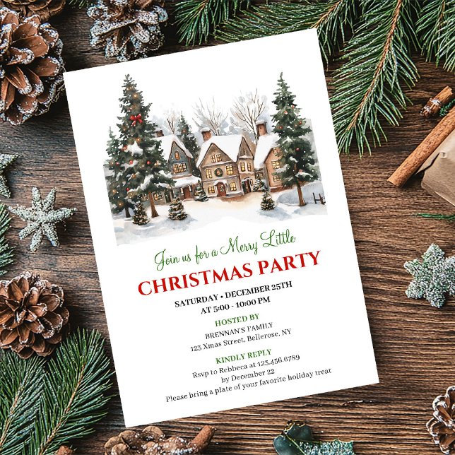 Invitation Classic cozy holiday scene Christmas party invite (Classic cozy holiday scene Christmas party invite)