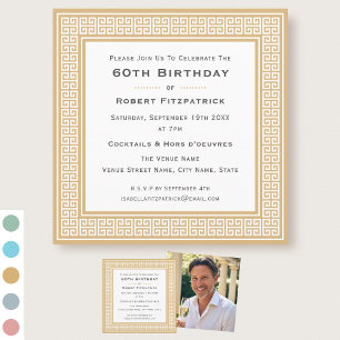 Invitation Classic Custom Age Photo Clé grecque Anniversaire 