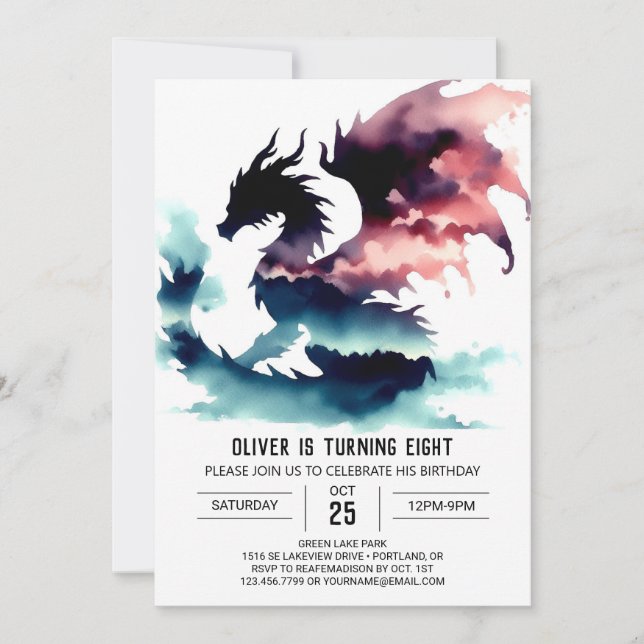 Invitation Classic Dragon Anniversaire Personnalisé (Devant)