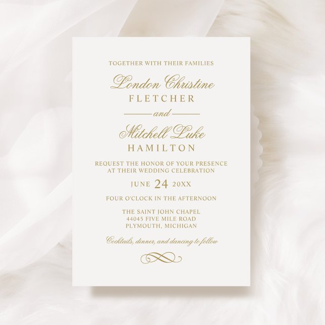 Invitation Classic Elegant Antique Mariage Or (Créateur téléchargé)