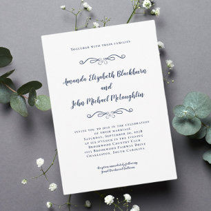 Invitation Classic Elegant Bleu Blanc intemporel Mariage form