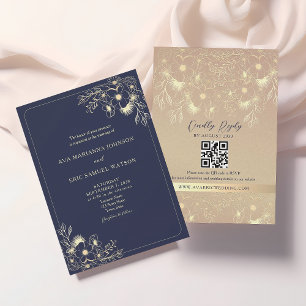Invitation Classic Elegant Mariage bleu marine