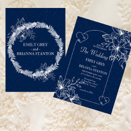 Invitation Classic Elegant mariage bleu marine