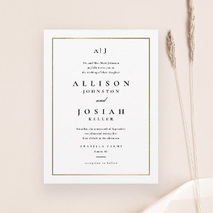 Invitation Classic Elegant Mariage Or