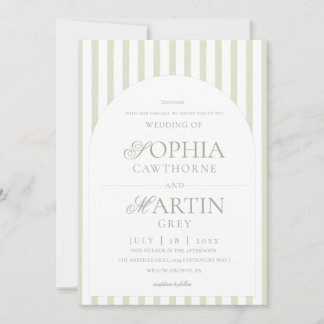 Invitation Classic Elegant⎮Sage Green Striped Wedding
