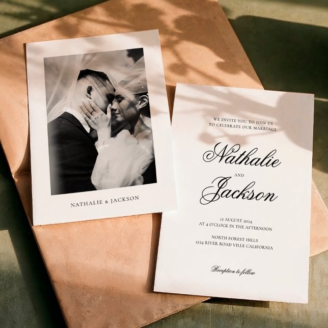 Invitation Classic Elegant Script Photo Wedding (Créateur téléchargé)