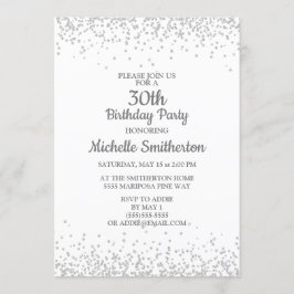 Invitation Classic Elegant White Silver Parties scintillant 3
