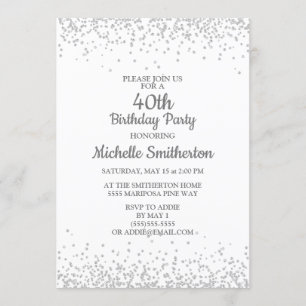 Invitation Classic Elegant White Silver Parties scintillant 4
