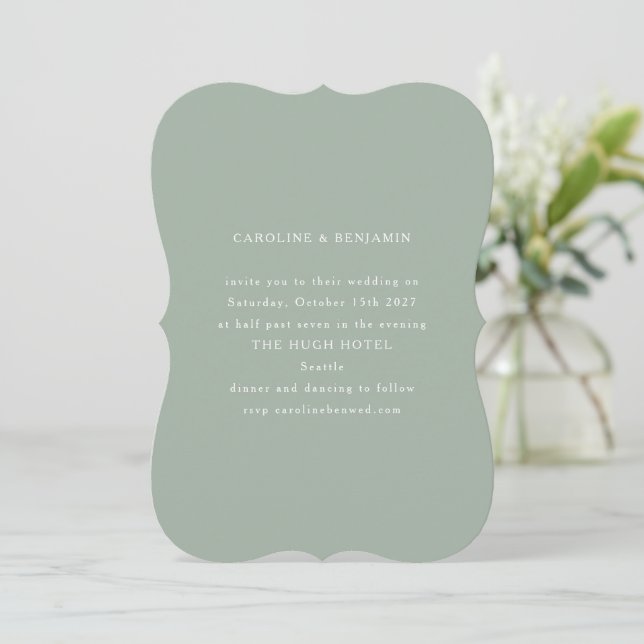 Invitation Classic Formal Sage Dusty Mariage de forme unique (Debout devant)