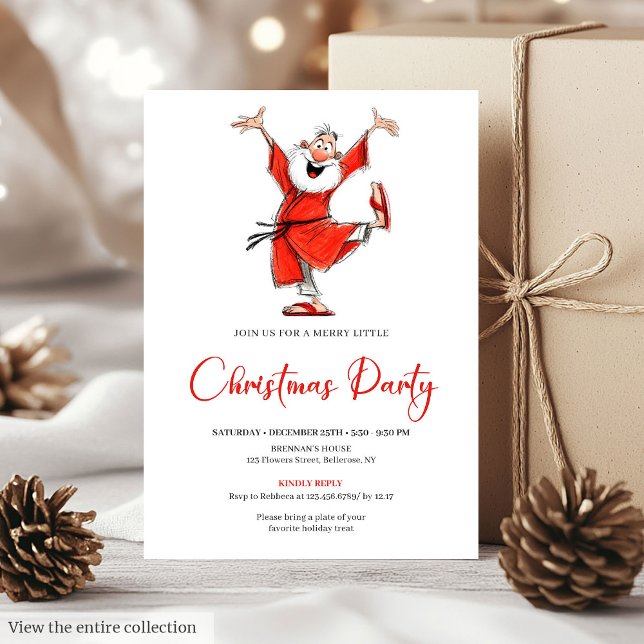Invitation Classic Funny Santa Watercolor Christmas Invite (Classic Funny Santa Watercolor Christmas Invite)