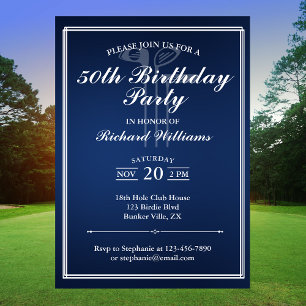 Invitation Classic Golf Thème Bleu Blanc 50e anniversaire