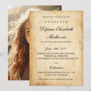 Invitation Classic I Ancien Papier Graduation