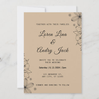 Invitation Classic & intemporel Brown Beige Vintage Texture