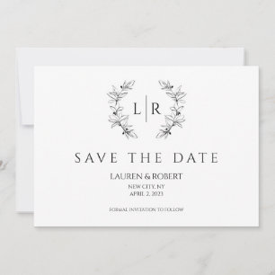 Invitation Classic Laurel Wreath Monogramme Enregistrer la da