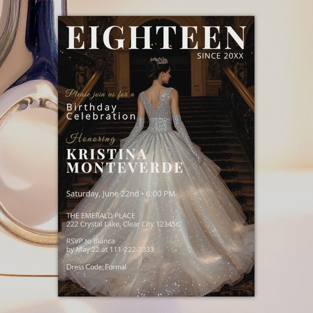Invitation Classic Magazine Style 18e anniversaire (Créateur téléchargé)