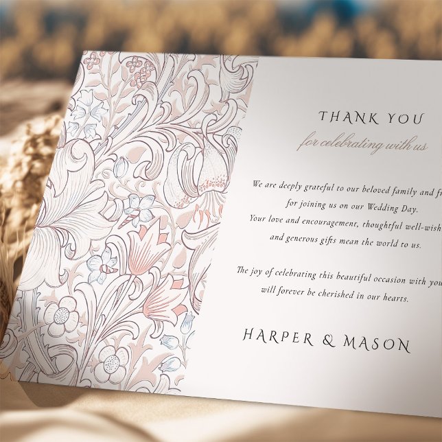 Invitation Classic Merci Golden Lily Pastel Morris (Créateur téléchargé)