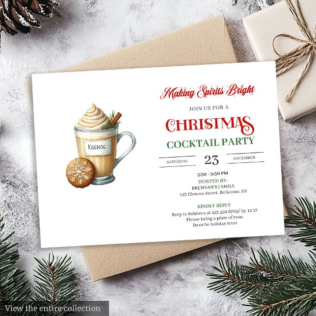 Invitation Classic minimalist christmas cocktails party  (Classic minimalist christmas cocktails party invitation

)
