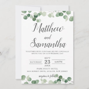 Invitation Classic minimaliste Eucalyptus Mariage de verdure