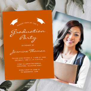 Invitation Classic Modern Burnt Orange Graduation Party 2025