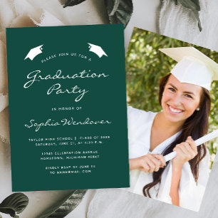 Invitation Classic Modern Green Graduation Party 2025