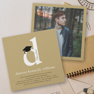 Invitation Classic Monogramme Alphabet D Photo Graduation Par