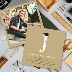 Invitation Classic Monogramme Alphabet J Photo Graduation Par