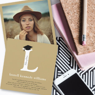 Invitation Classic Monogramme Alphabet L Photo Graduation Par