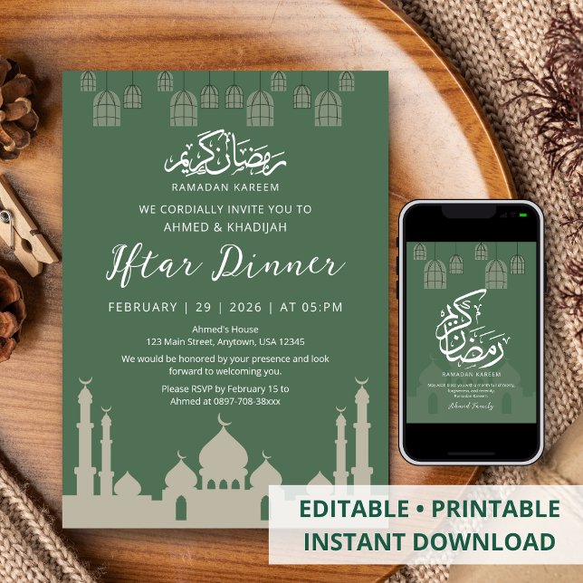 Invitation Classic Mosque Silhouette Ramadan Iftar Dinner (Créateur téléchargé)