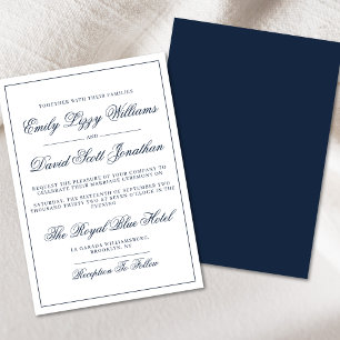 Invitation Classic Navy Élégance Script Regal