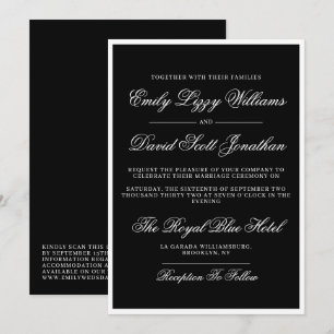 Invitation Classic noir et blanc élégant QR