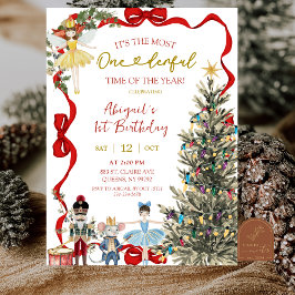 Invitation Classic Nutcracker Red Bow Coquette Birthday