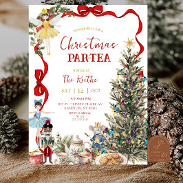 Invitation Classic Nutcracker Red Bow Coquette Christmas 