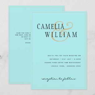Invitation Classic Pale Turquoise Seaglass Mariage or