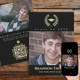 Invitation Classic Photo Black Gold Lauréat