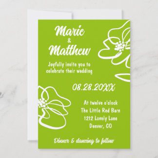 Invitation Classic Photo Citrus Green Floral Wedding 