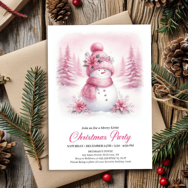 Invitation Classic Pink Snowman Kids Digital Christmas Invite (Classic Pink Snowman Kids Digital Christmas Invitation

)
