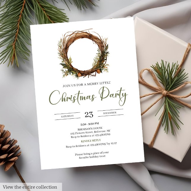 Invitation Classic Red Green Minimalist Elegant Xmas Party   (Classic Red Green Minimalist Elegant Xmas Party Invitation)