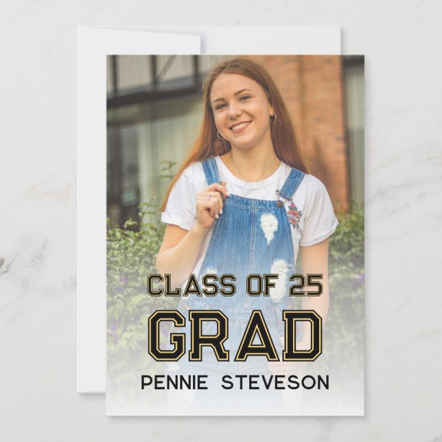 Invitation Classic Retro Photo Décontractée Graduation Party (Devant)