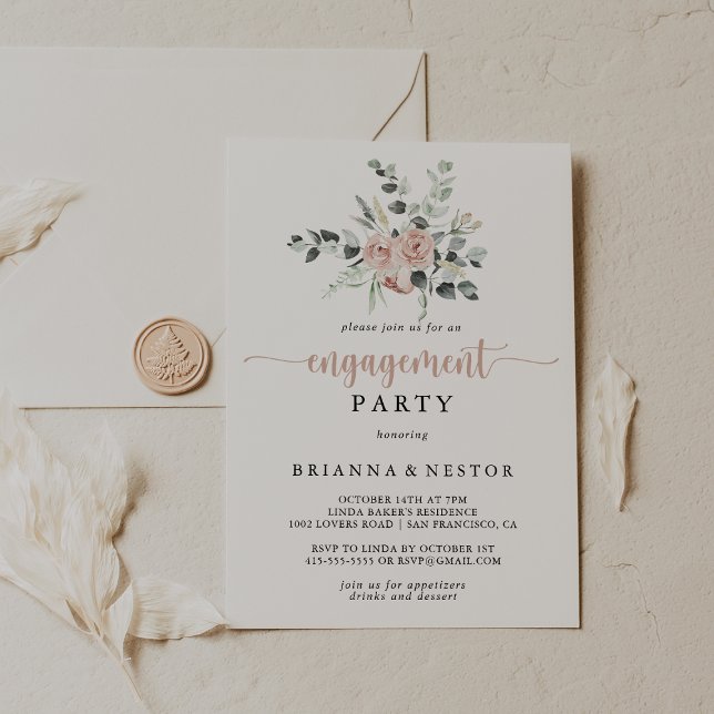 Invitation Classic Rose rose rose rose Fleur Partie d'engagem (Créateur téléchargé)