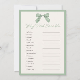 Invitation Classic Sage Bow Baby shower Word Scramble Jeu