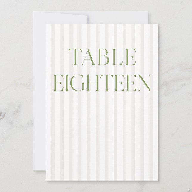 Invitation Classic Sage Green & Beige Mariage 18 Numéro de ta (Devant)