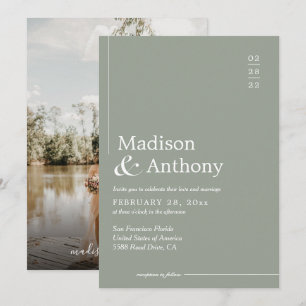 Invitation Classic Sage Green Budget Script Mariage photo