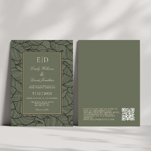 Invitation Classic Sage Monogramme élégant QR