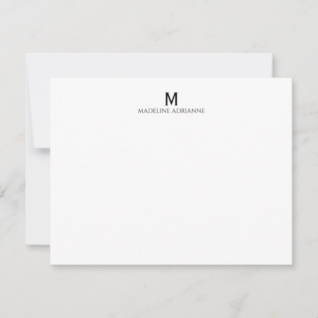 Invitation Classic Simple Modern Monogram Initial Note Card (Devant)