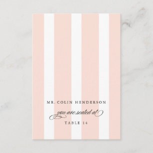 Invitation Classic Stripes Mariage Place Card en rose pâle