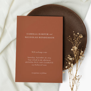 Invitation Classic Terracotta Minimaliste Simple Mariage