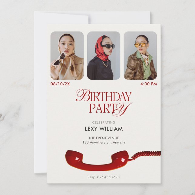Invitation Classic vintage photo collage anniversaire (Devant)
