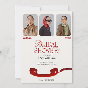 Invitation Classic vintage photo collage nuptiale douche