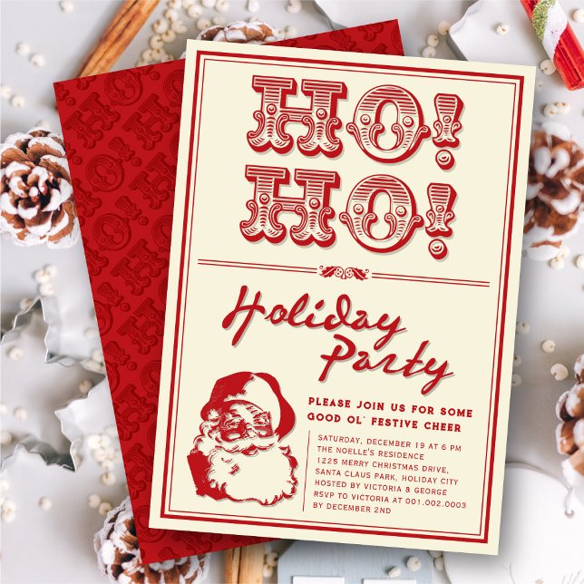 Invitation Classic Vintage Secret Père Noël HO Holiday Party (Créateur téléchargé)